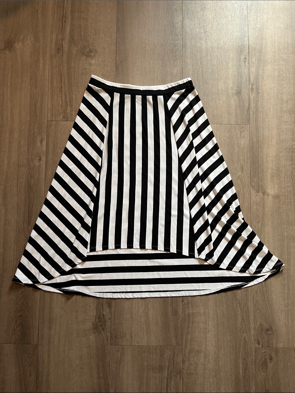 Coco + Carmen Black and White Striped High-Low Skirt